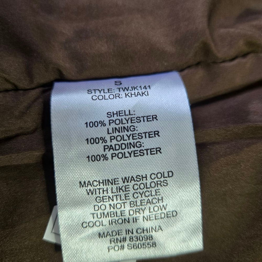 Women's CISONO Khaki Padded Utility Barn Jacket with Brown Corduroy Collar Sz S - Picture 8 of 14